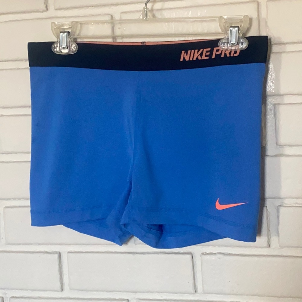 Women’s Blue Nike Pro 3” Spandex Shorts Size Large
